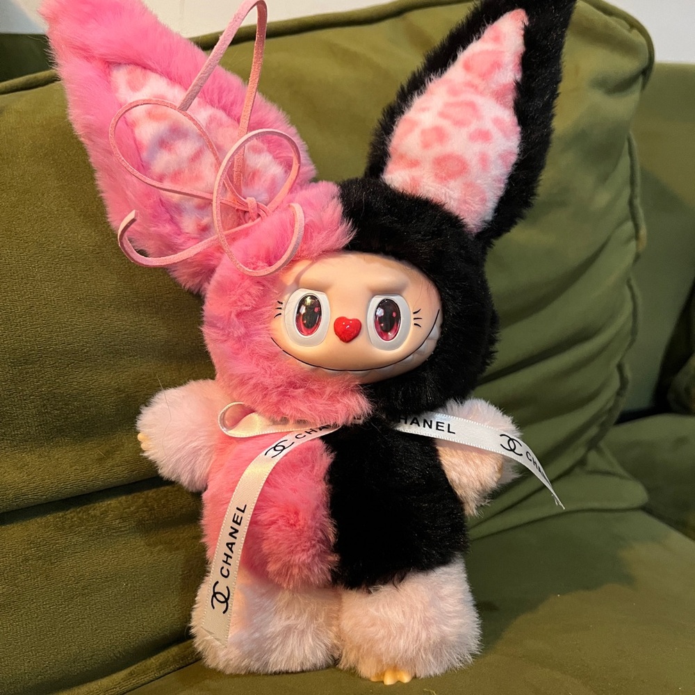 Custom Labuboo Pink and Black Bunny Plush Toy